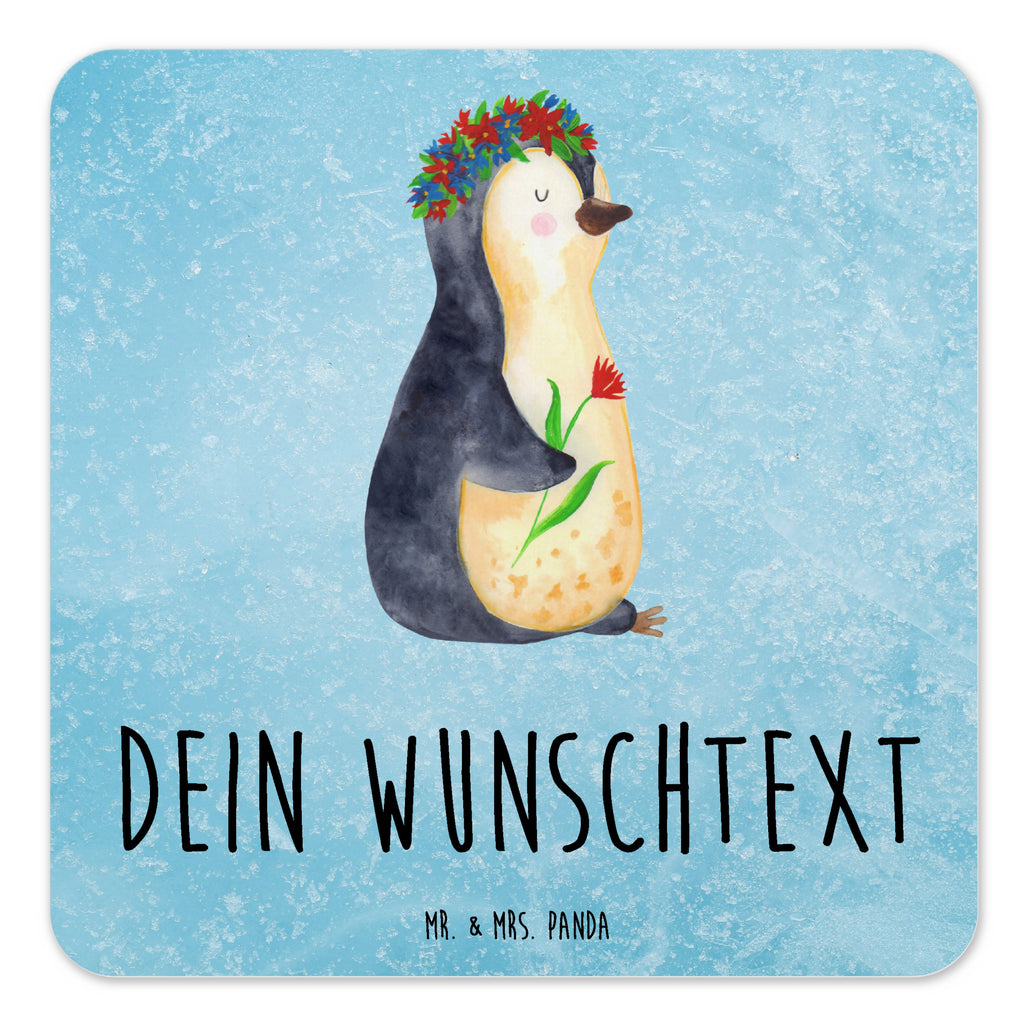 Personalisiertes Untersetzer Set Pinguin Blumen Personalisierte Untersetzer, Pinguin, Pinguine, Blumenkranz, Universum, Leben, Wünsche, Ziele, Lebensziele, Motivation, Lebenslust, Liebeskummer, Geschenkidee