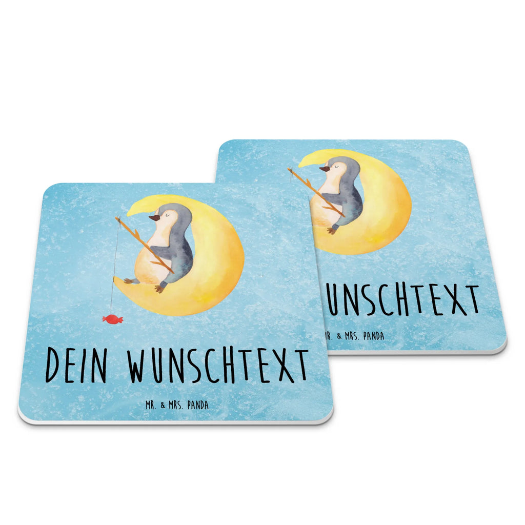 Personalisiertes Untersetzer Set Pinguin Mond Personalisierte Untersetzer, Pinguin, Pinguine, Spruch, schlafen, Nachtruhe, Einschlafen, Schlafzimmer, Schlafstörungen, Gästezimmer