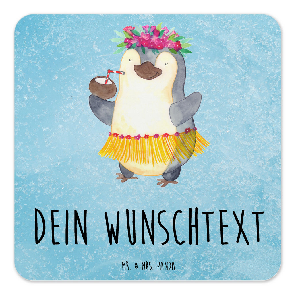 Personalisiertes Untersetzer Set Pinguin Kokosnuss Personalisierte Untersetzer, Pinguin, Aloha, Hawaii, Urlaub, Kokosnuss, Pinguine