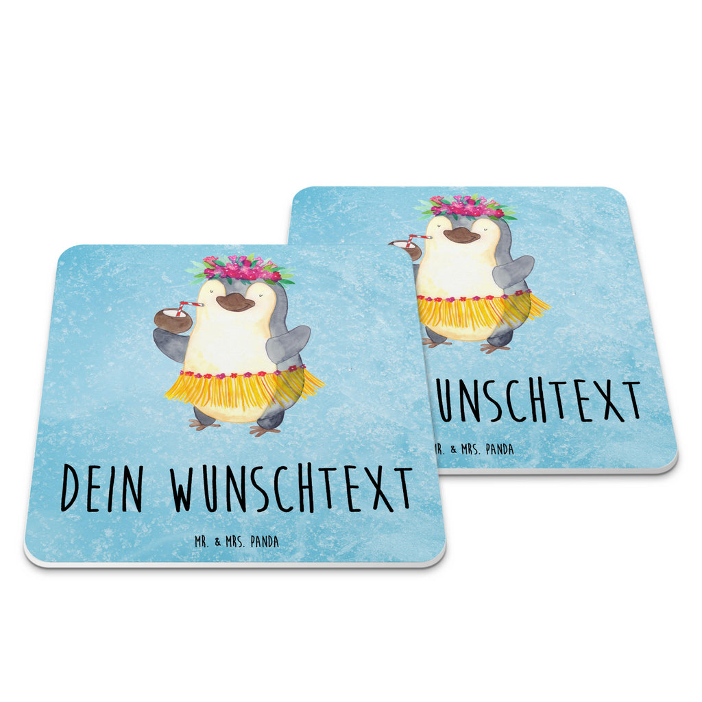 Personalisiertes Untersetzer Set Pinguin Kokosnuss Personalisierte Untersetzer, Pinguin, Aloha, Hawaii, Urlaub, Kokosnuss, Pinguine