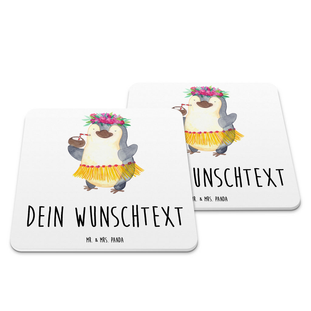 Personalisiertes Untersetzer Set Pinguin Kokosnuss Personalisierte Untersetzer, Pinguin, Aloha, Hawaii, Urlaub, Kokosnuss, Pinguine