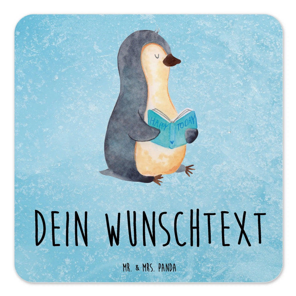 Personalisiertes Untersetzer Set Pinguin Buch Personalisierte Untersetzer, Pinguin, Pinguine, Buch, Lesen, Bücherwurm, Nichtstun, Faulenzen, Ferien, Urlaub, Freizeit