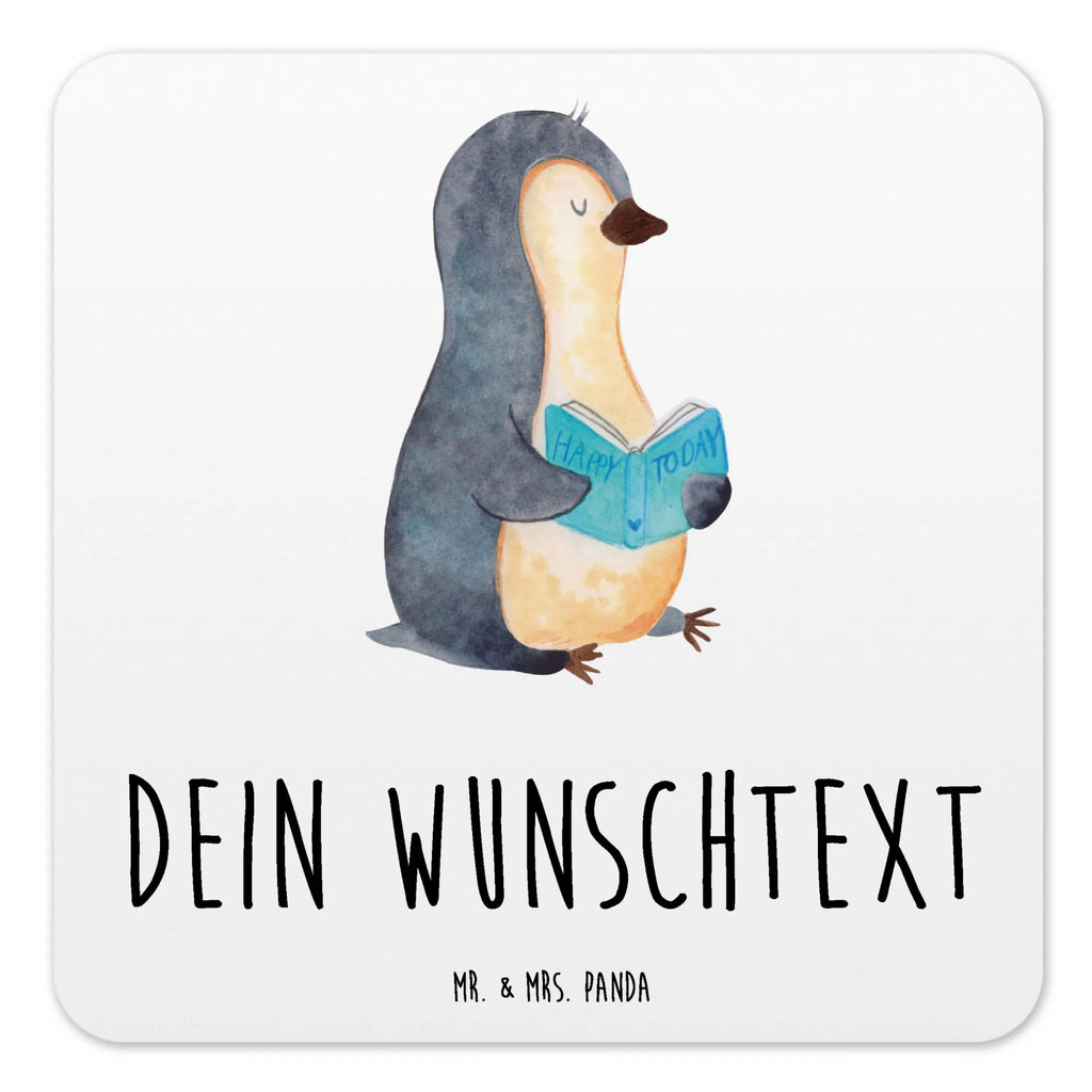 Personalisiertes Untersetzer Set Pinguin Buch Personalisierte Untersetzer, Pinguin, Pinguine, Buch, Lesen, Bücherwurm, Nichtstun, Faulenzen, Ferien, Urlaub, Freizeit