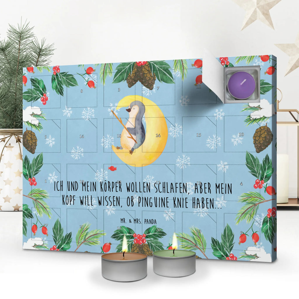 Duftkerzen Adventskalender Pinguin Mond Adventskalender, Kerzen Adventskalender, Duftkerzen Adventskalender, Pinguin, Pinguine, Spruch, schlafen, Nachtruhe, Einschlafen, Schlafzimmer, Schlafstörungen, Gästezimmer