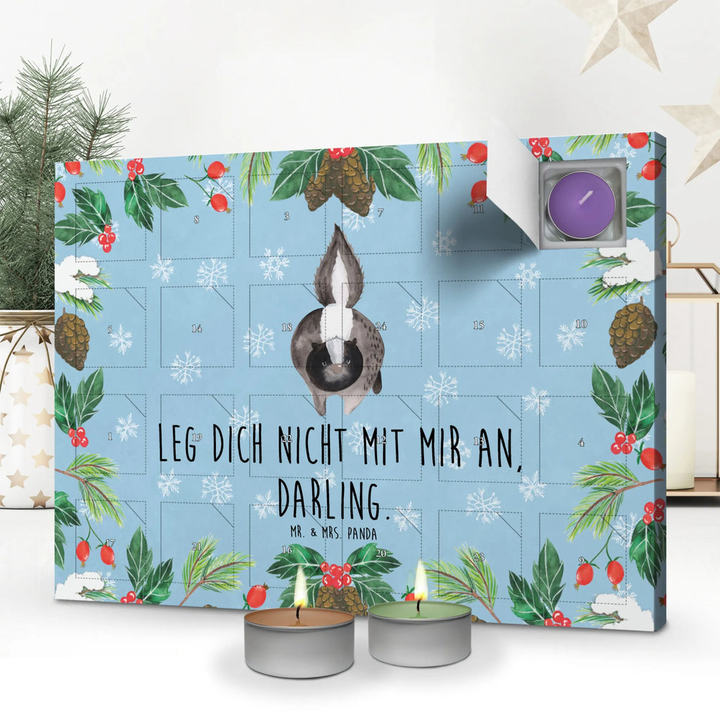 Duftkerzen Adventskalender Stinktier Angriff Adventskalender, Kerzen Adventskalender, Duftkerzen Adventskalender, Stinktier, Skunk, Wildtier, Raubtier, Stinker, Stinki, wütend, Drohung