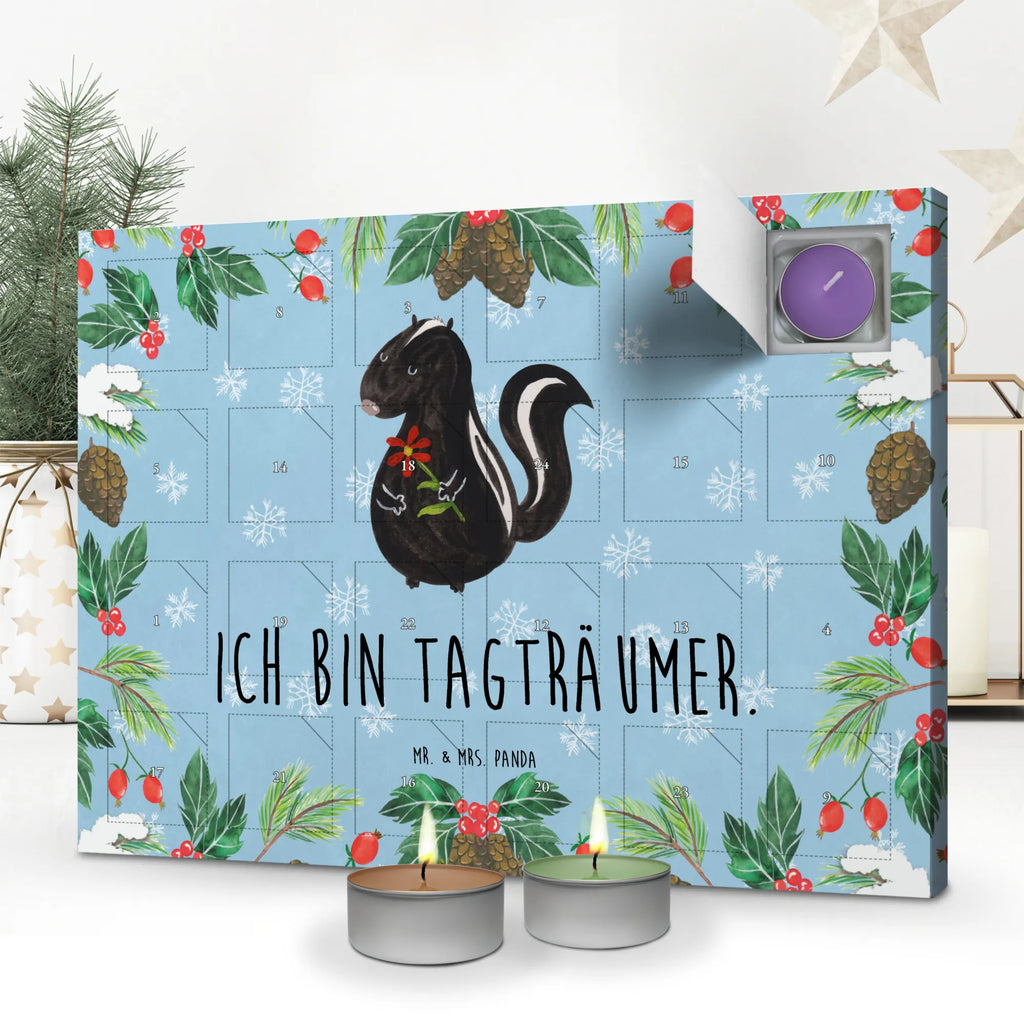 Duftkerzen Adventskalender Stinktier Blume Adventskalender, Kerzen Adventskalender, Duftkerzen Adventskalender, Stinktier, Skunk, Wildtier, Raubtier, Stinker, Stinki, Tagträumer, verträumt, Dreams, Träume