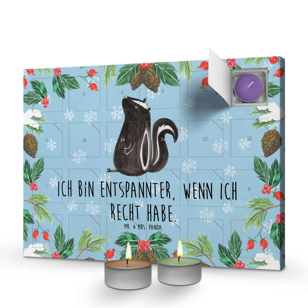 Duftkerzen Adventskalender Stinktier Sitzen Adventskalender, Kerzen Adventskalender, Duftkerzen Adventskalender, Stinktier, Skunk, Wildtier, Raubtier, Stinker, Stinki, Spruch, Büro, Recht, Besserwisser