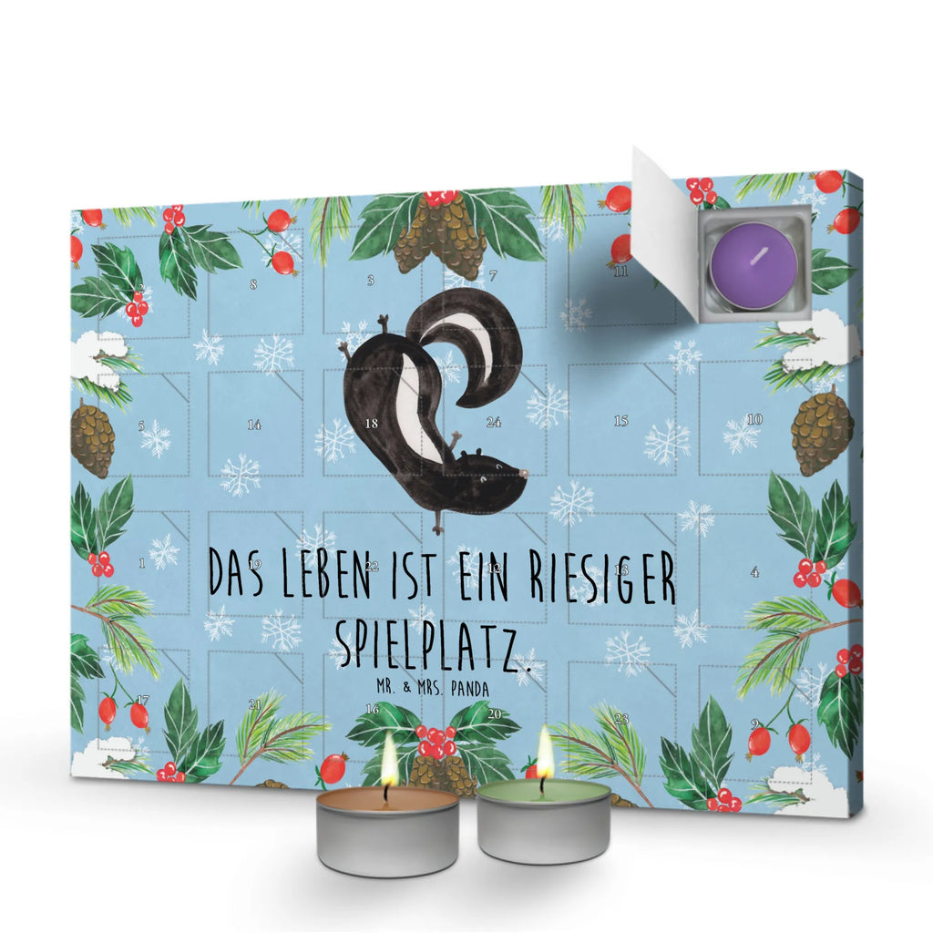 Duftkerzen Adventskalender Stinktier Handstand Adventskalender, Kerzen Adventskalender, Duftkerzen Adventskalender, Stinktier, Skunk, Wildtier, Raubtier, Stinker, Stinki, Spielplatz, verpielt, Kind