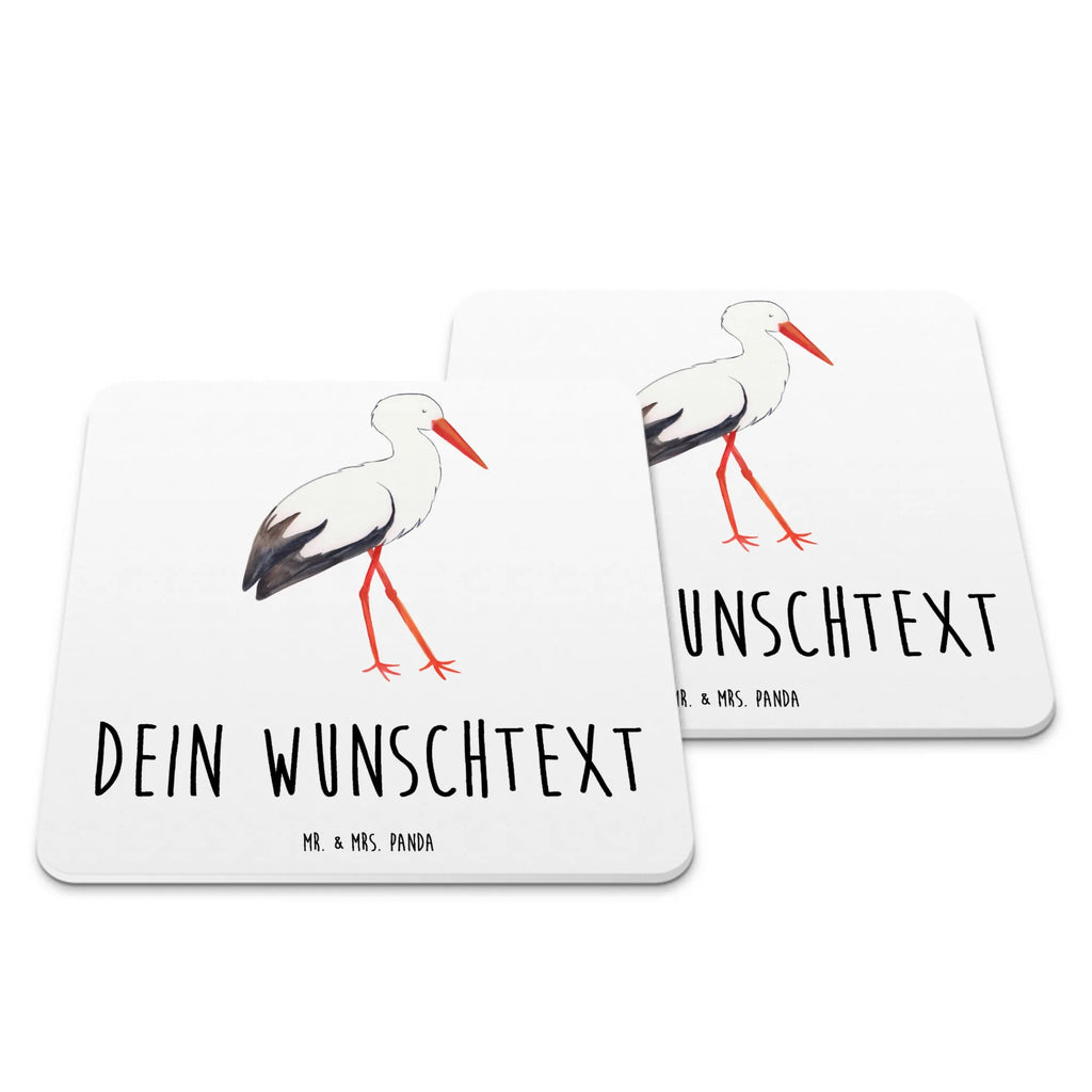 Personalisiertes Untersetzer Set Storch Personalisierte Untersetzer, Tiermotive, Gute Laune, lustige Sprüche, Tiere, Storch, Störche, Schwangerschaft, Geburt, Mutter, Mütter, Mutter werden, Schwanger, Babybauch, Baby