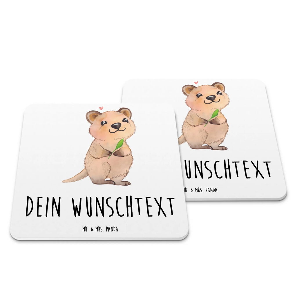 Personalisiertes Untersetzer Set Quokka Happy Personalisierte Untersetzer, Tiermotive, Gute Laune, lustige Sprüche, Tiere, Quokka, Verschieben, Aufschieberitis, Lustiger Spruch, Niedliches Tier, Dinge erledigen