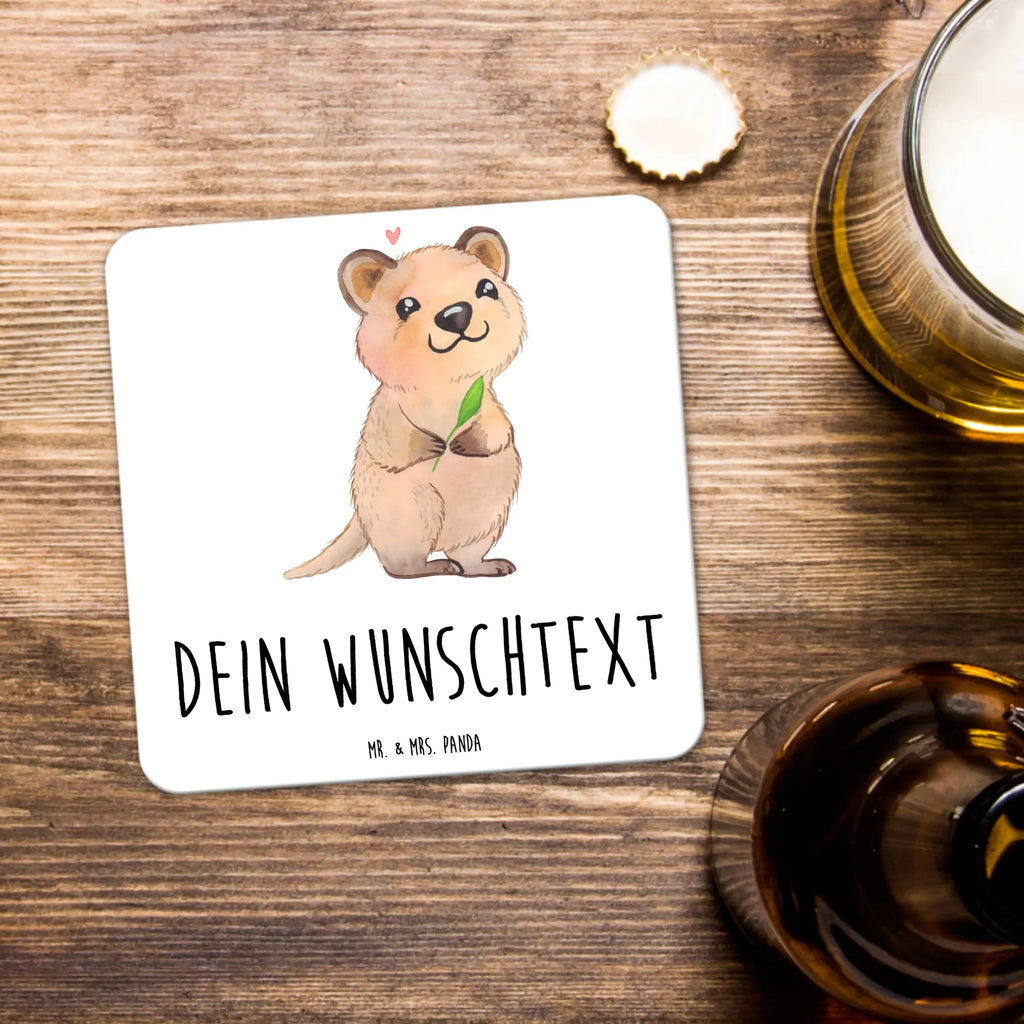 Personalisiertes Untersetzer Set Quokka Happy Personalisierte Untersetzer, Tiermotive, Gute Laune, lustige Sprüche, Tiere, Quokka, Verschieben, Aufschieberitis, Lustiger Spruch, Niedliches Tier, Dinge erledigen