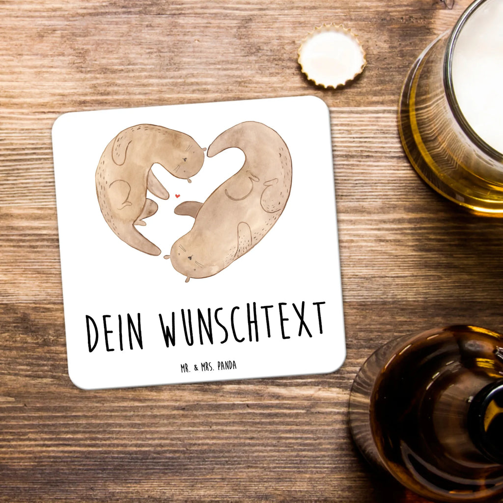 Personalisiertes Untersetzer Set Otter Herz Personalisierte Untersetzer, Otter, Fischotter, Seeotter, Liebe, Herz, Liebesbeweis, Liebesgeschenk, Bessere Hälfte, Love you, Jahrestag, Hochzeitstag, Verlobung, gemeinsames Leben