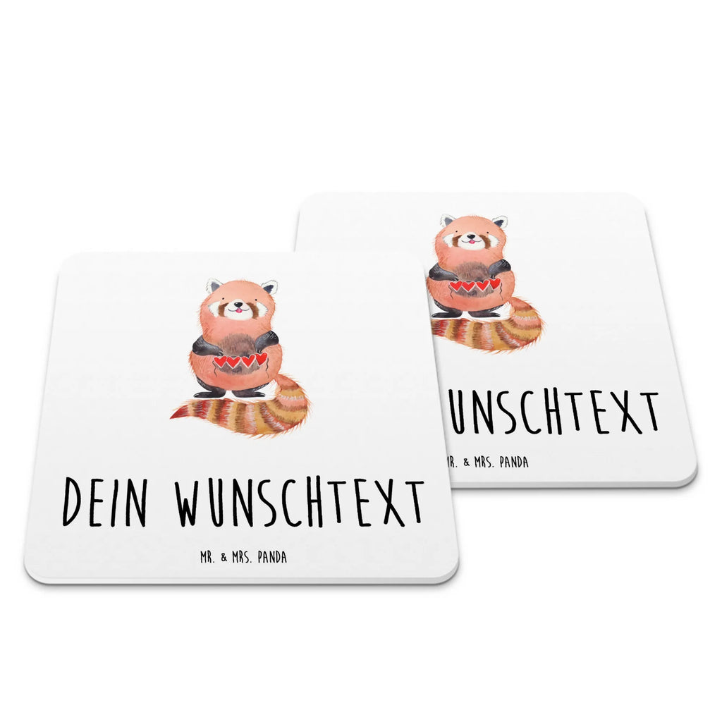 Personalisiertes Untersetzer Set Roter Panda Personalisierte Untersetzer, Tiermotive, Gute Laune, lustige Sprüche, Tiere, Panda, Liebe, Rot, Herz, Liebling, Lieblingsmensch