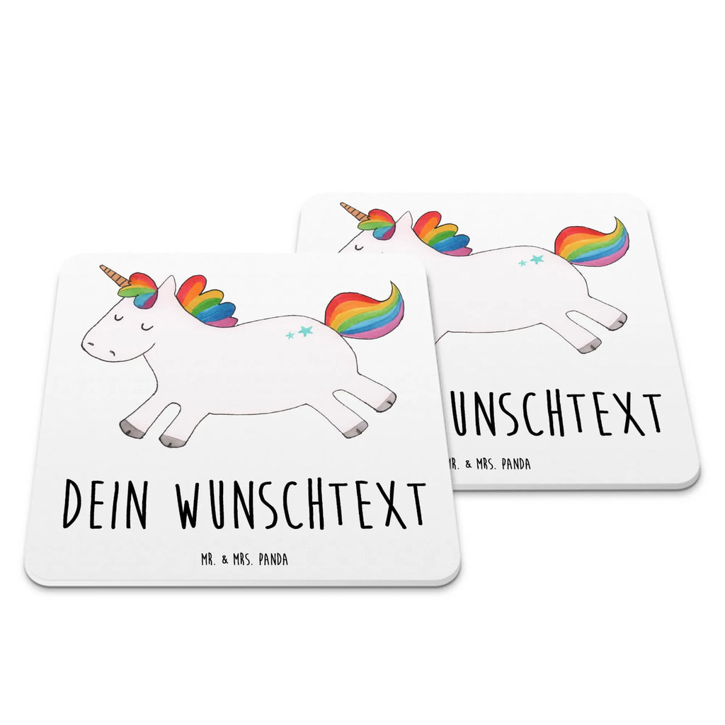 Personalisiertes Untersetzer Set Einhorn Happy Personalisierte Untersetzer, Einhorn, Einhörner, Einhorn Deko, Pegasus, Unicorn, glücklich, fröhlich, Spaß, Freude, Lebensfreude, witzig, spannend, Lächeln, Lachen