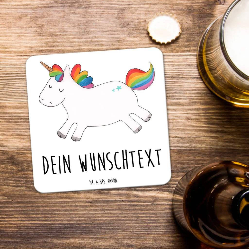 Personalisiertes Untersetzer Set Einhorn Happy Personalisierte Untersetzer, Einhorn, Einhörner, Einhorn Deko, Unicorn, glücklich, fröhlich, Spaß, Freude, Lebensfreude, witzig, spannend, Lächeln, Lachen