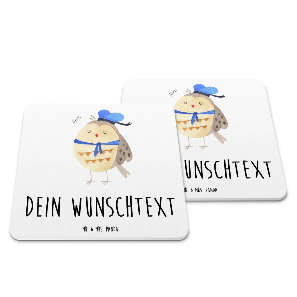 Personalisiertes Untersetzer Set Eule Matrose Personalisierte Untersetzer, Eule, Eule Spruch, Eule Deko, Owl, Wortspiel lustig, Matrose, Freundin, Ehe, Seefahrer, Heimathafen, Hochzeitstag Geschenk