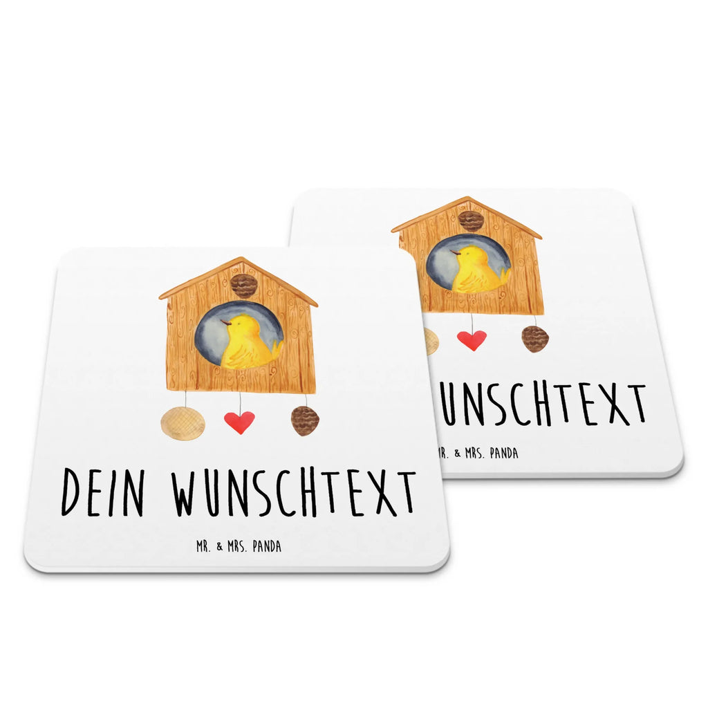 Personalisiertes Untersetzer Set Vogel Haus Personalisierte Untersetzer, Tiermotive, Gute Laune, lustige Sprüche, Tiere, Vogel, Vögel, Vogelhaus, Vogelhäuschen, Home sweet home, Zuhause, Nest, Eigenheim, Familie, Wohnung, Haus, unser Haus, Lieblingsort, Castle