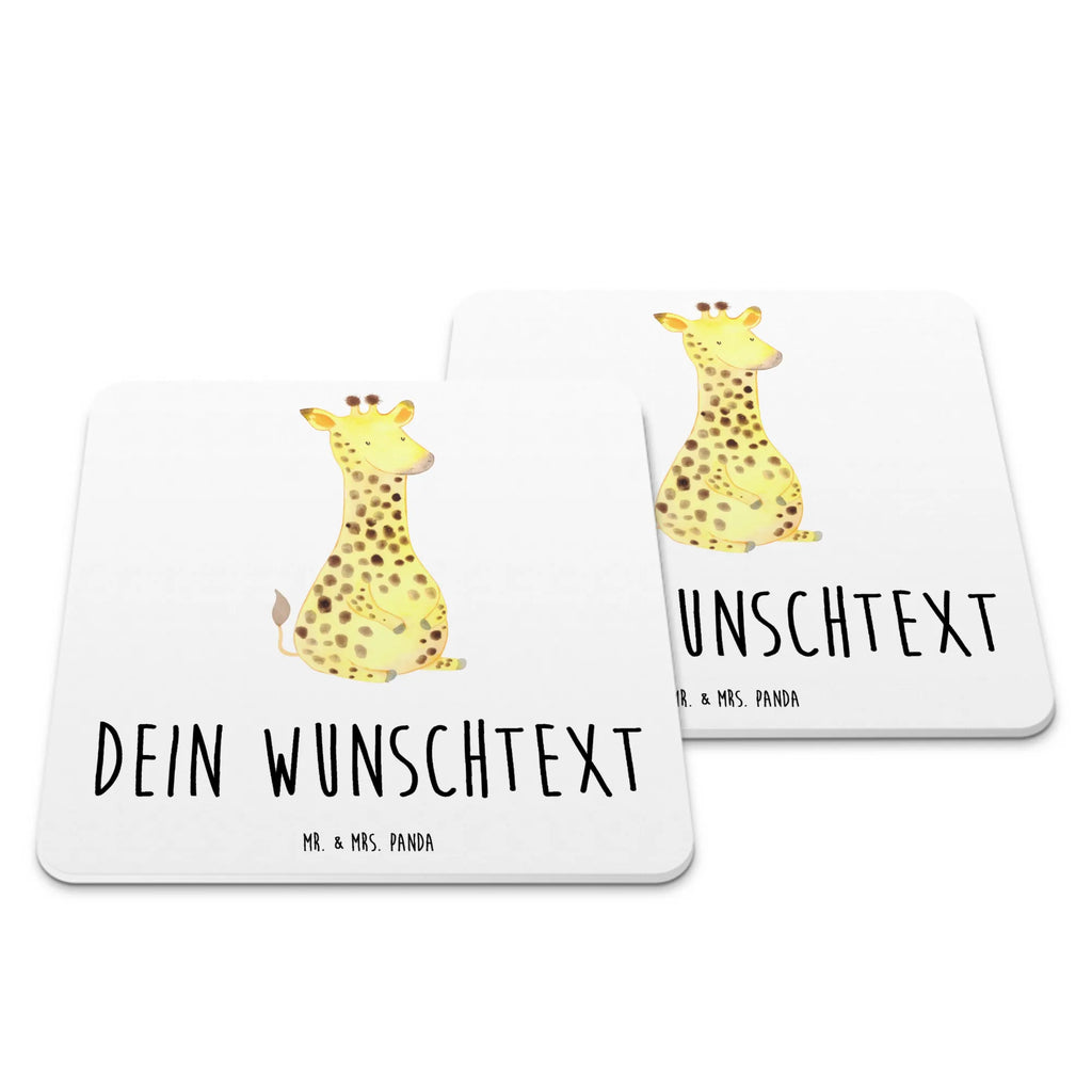 Personalisiertes Untersetzer Set Giraffe Zufrieden Personalisierte Untersetzer, Afrika, Wildtiere, Giraffe, Zufrieden, Glück, Abenteuer