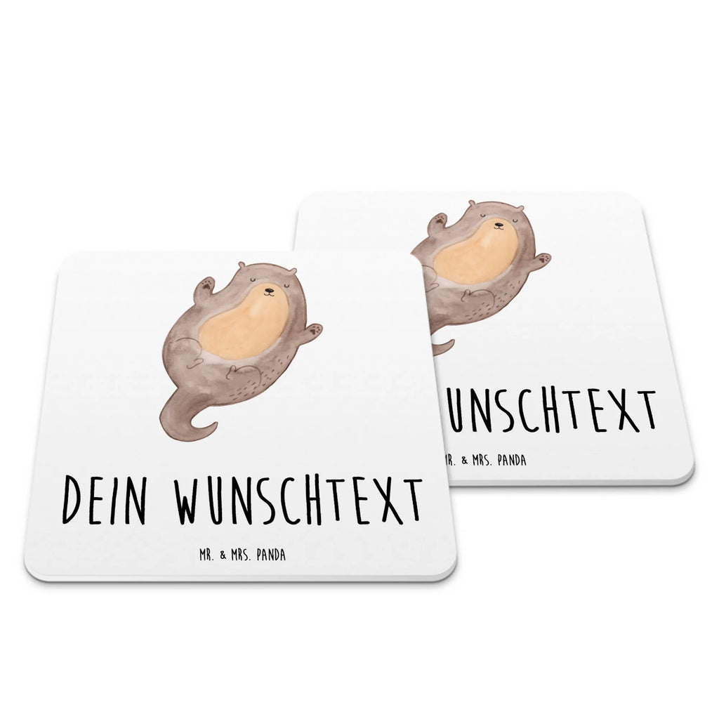 Personalisiertes Untersetzer Set Otter Umarmen Personalisierte Untersetzer, Otter, Fischotter, Seeotter, Otter Seeotter See Otter