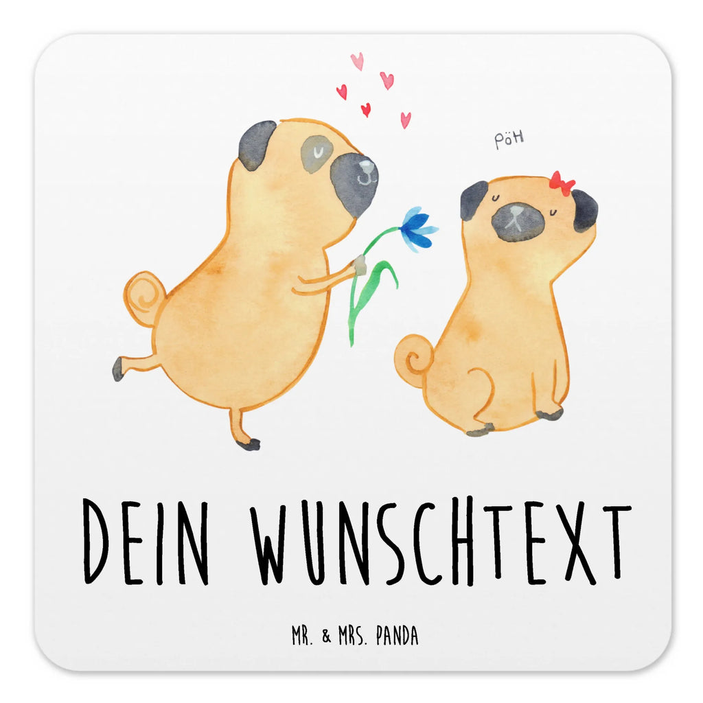 Personalisiertes Untersetzer Set Mops Verliebt Personalisierte Untersetzer, Hund, Hundemotiv, Haustier, Hunderasse, Tierliebhaber, Hundebesitzer, Sprüche, Mops, Möpse, Hundeliebe, verliebt, Liebe, Liebesspruch. Verlobt, Geschenk Freund, Partner