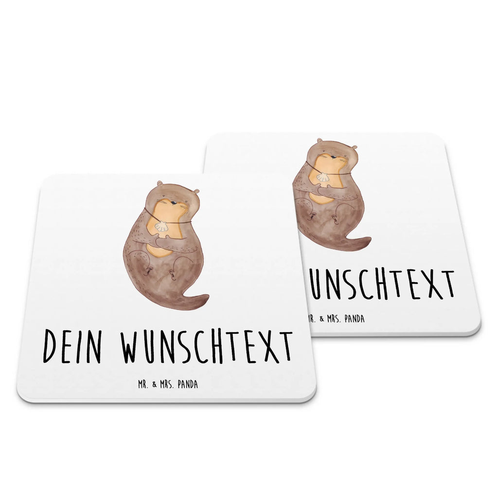 Personalisiertes Untersetzer Set Otter Muschel Personalisierte Untersetzer, Otter, Fischotter, Seeotter, Otterliebe, grübeln, träumen, Motivation, Tagträumen, Büro