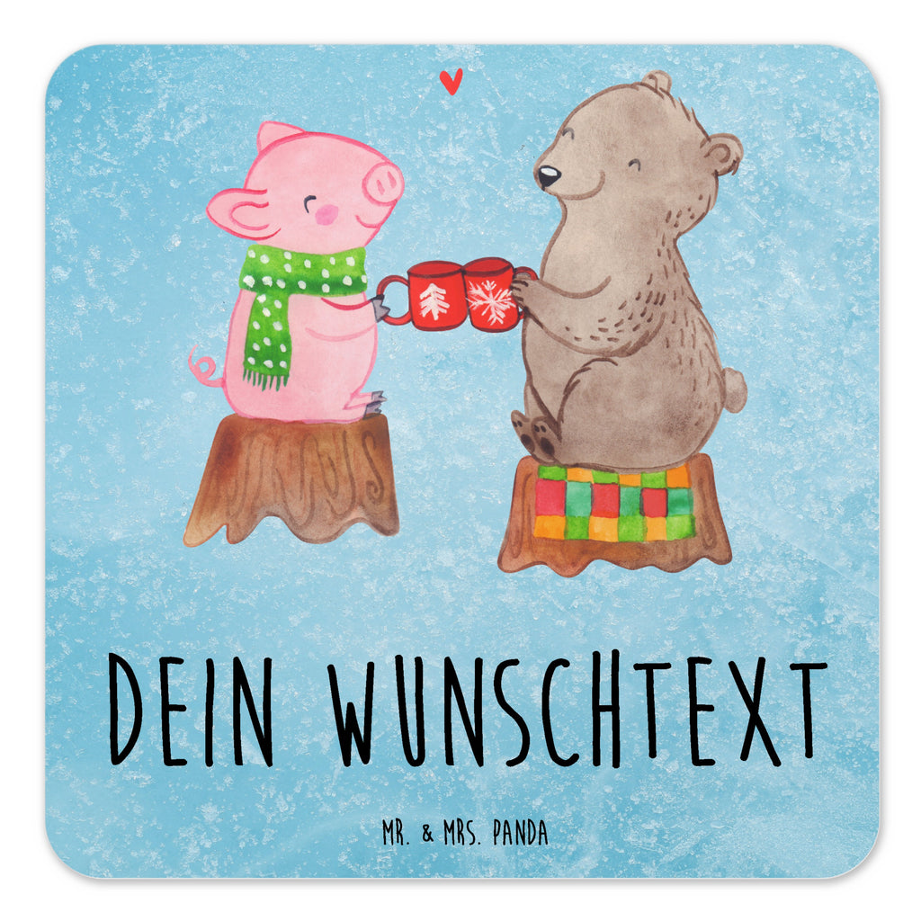 Personalisiertes Untersetzer Set Glühschwein Sause Personalisierte Untersetzer, Winter, Weihnachten, Weihnachtsdeko, Nikolaus, Advent, Heiligabend, Wintermotiv, Prost, Alles Gute, Weihnachtszeit, Schwein, Bär