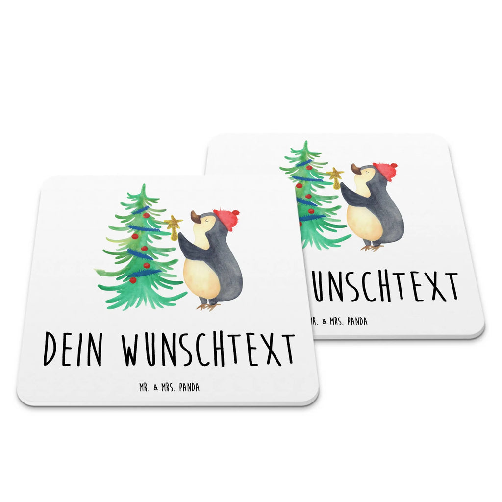 Personalisiertes Untersetzer Set Pinguin Weihnachtsbaum Personalisierte Untersetzer, Winter, Weihnachten, Weihnachtsdeko, Nikolaus, Advent, Heiligabend, Wintermotiv, Pinguin