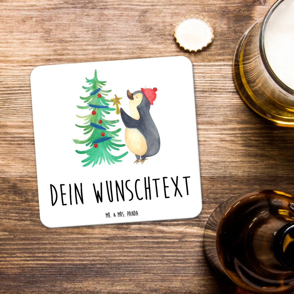 Personalisiertes Untersetzer Set Pinguin Weihnachtsbaum Personalisierte Untersetzer, Winter, Weihnachten, Weihnachtsdeko, Nikolaus, Advent, Heiligabend, Wintermotiv, Pinguin