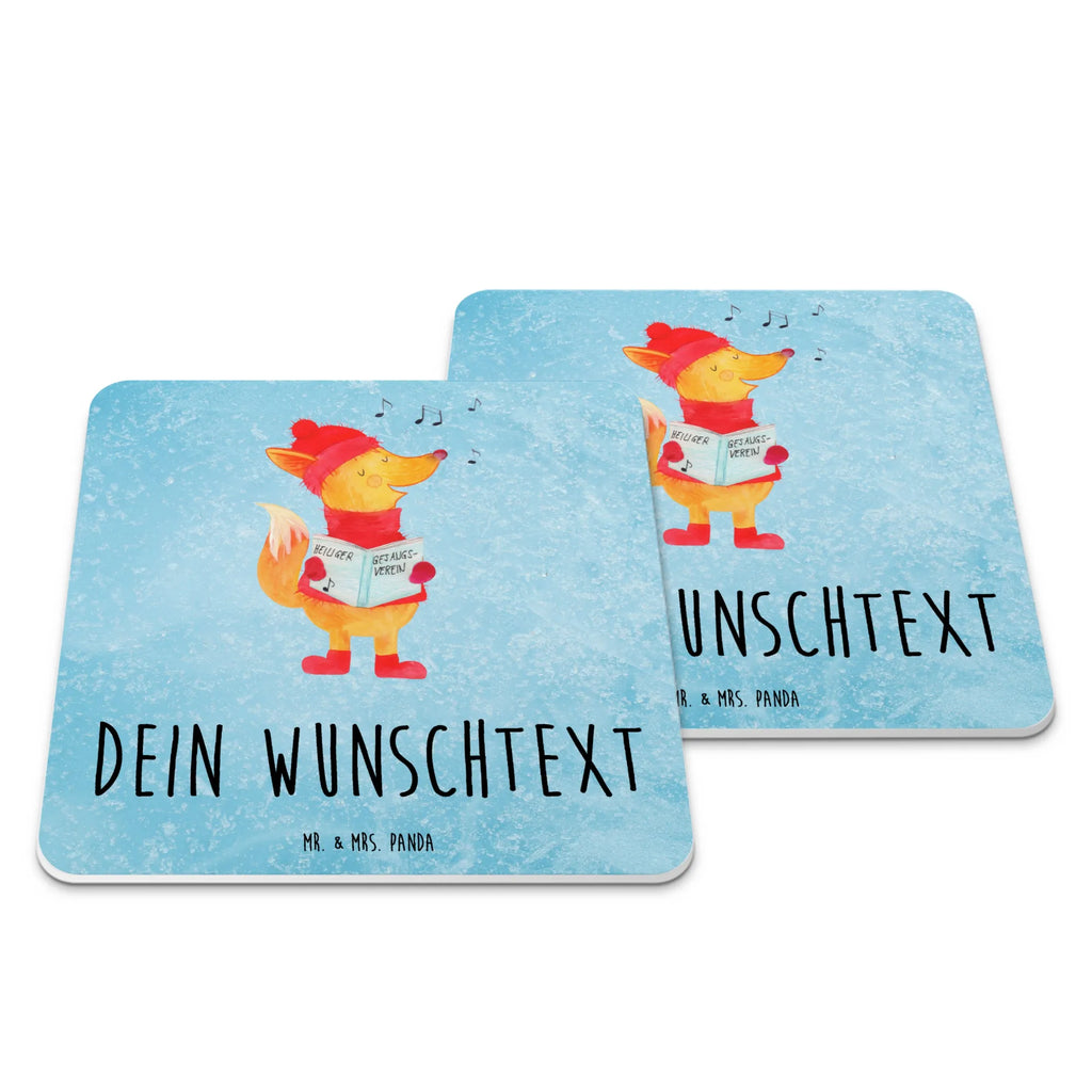 Personalisiertes Untersetzer Set Fuchs Sänger Personalisierte Untersetzer, Winter, Weihnachten, Weihnachtsdeko, Nikolaus, Advent, Heiligabend, Wintermotiv, Fuchs, Füchse, Sänger, Geschenk Sänger, Singen, Weihnachtslieder