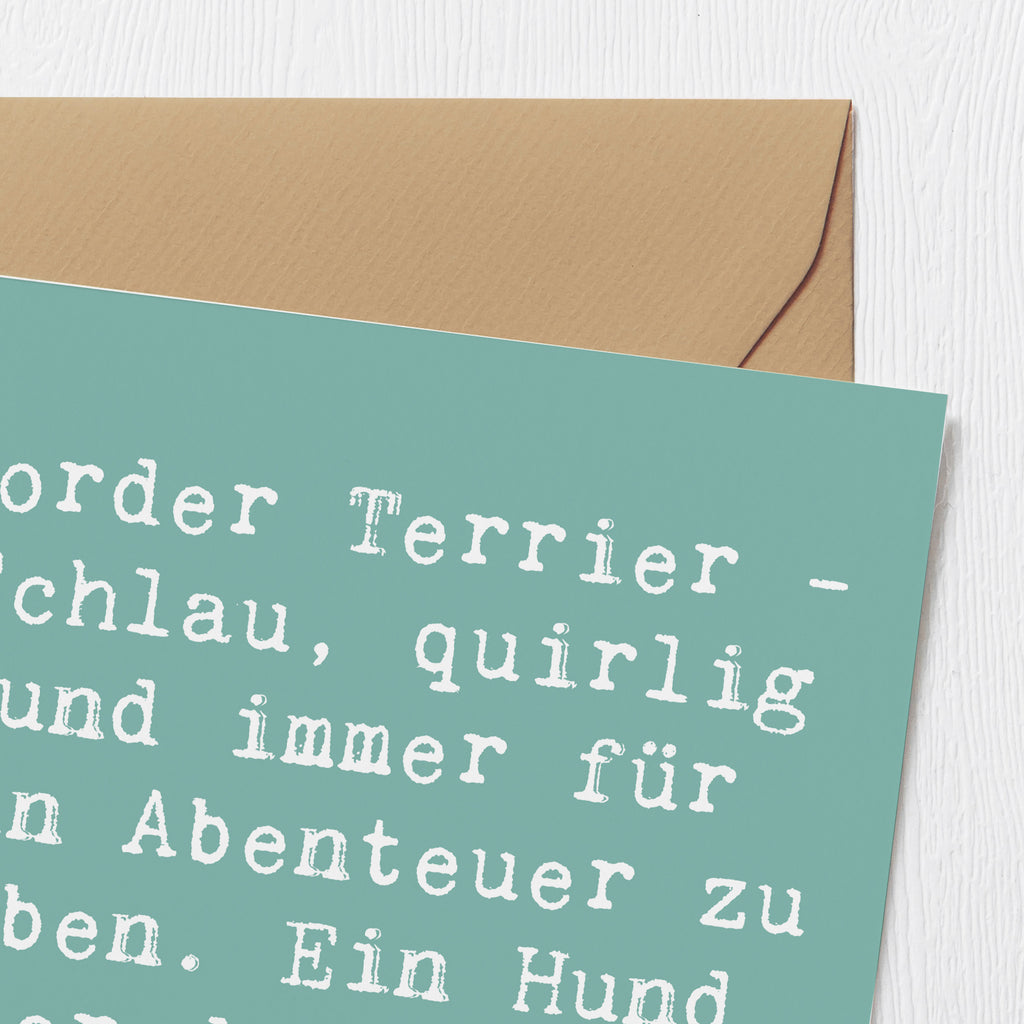 Deluxe Karte Spruch Border Terrier Abenteuer Karte, Grußkarte, Klappkarte, Einladungskarte, Glückwunschkarte, Hochzeitskarte, Geburtstagskarte, Hochwertige Grußkarte, Hochwertige Klappkarte, Hund, Hunderasse, Rassehund, Hundebesitzer, Geschenk, Tierfreund, Schenken, Welpe