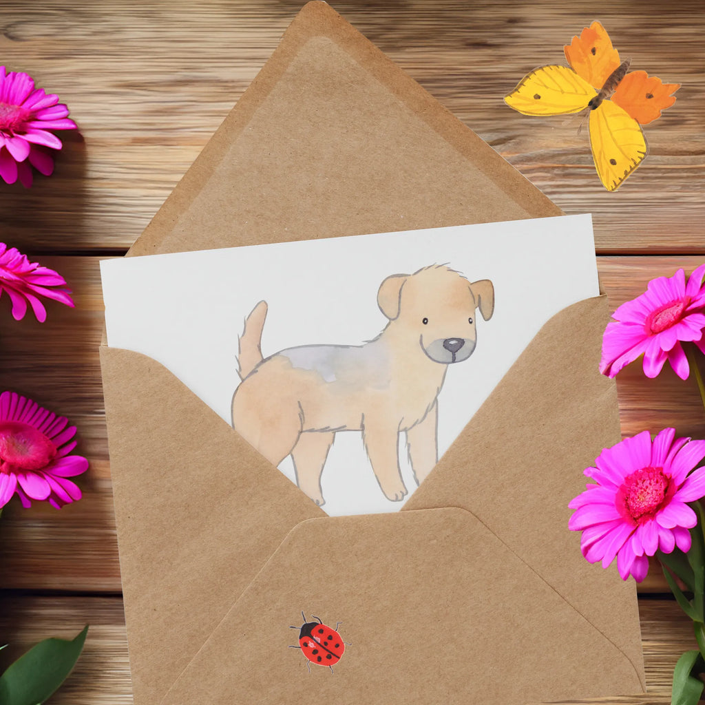 Deluxe Karte Border Terrier Freund Karte, Grußkarte, Klappkarte, Einladungskarte, Glückwunschkarte, Hochzeitskarte, Geburtstagskarte, Hochwertige Grußkarte, Hochwertige Klappkarte, Hund, Hunderasse, Rassehund, Hundebesitzer, Geschenk, Tierfreund, Schenken, Welpe