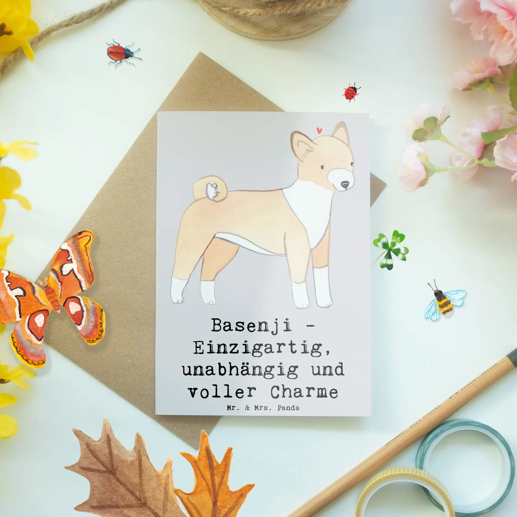 Grußkarte Basenji Charme Grußkarte, Klappkarte, Einladungskarte, Glückwunschkarte, Hochzeitskarte, Geburtstagskarte, Karte, Ansichtskarten, Hund, Hunderasse, Rassehund, Hundebesitzer, Geschenk, Tierfreund, Schenken, Welpe