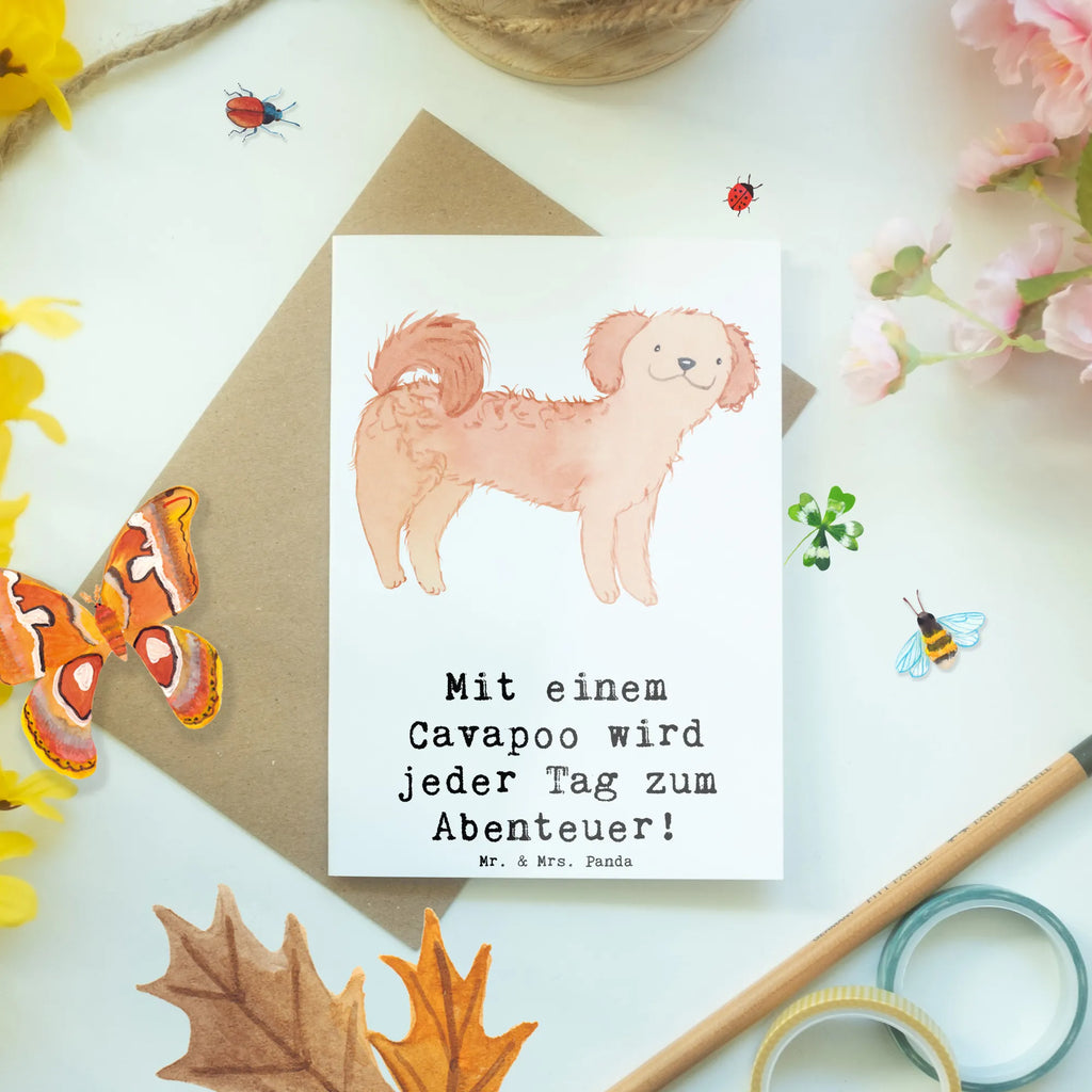 Grußkarte Cavapoo Abenteuer Grußkarte, Klappkarte, Einladungskarte, Glückwunschkarte, Hochzeitskarte, Geburtstagskarte, Karte, Ansichtskarten, Hund, Hunderasse, Rassehund, Hundebesitzer, Geschenk, Tierfreund, Schenken, Welpe