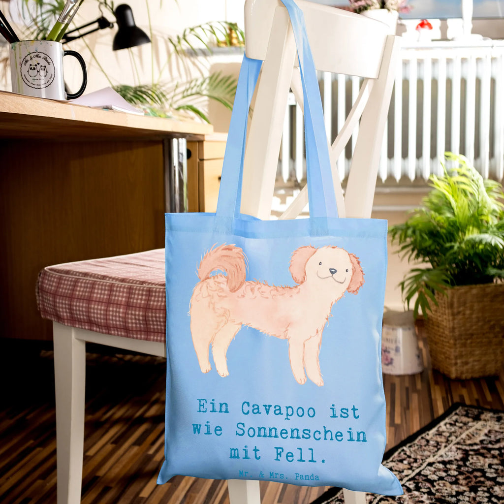 Tragetasche Cavapoo Sonnenschein Beuteltasche, Beutel, Einkaufstasche, Jutebeutel, Stoffbeutel, Tasche, Shopper, Umhängetasche, Strandtasche, Schultertasche, Stofftasche, Tragetasche, Badetasche, Jutetasche, Einkaufstüte, Laptoptasche, Hund, Hunderasse, Rassehund, Hundebesitzer, Geschenk, Tierfreund, Schenken, Welpe