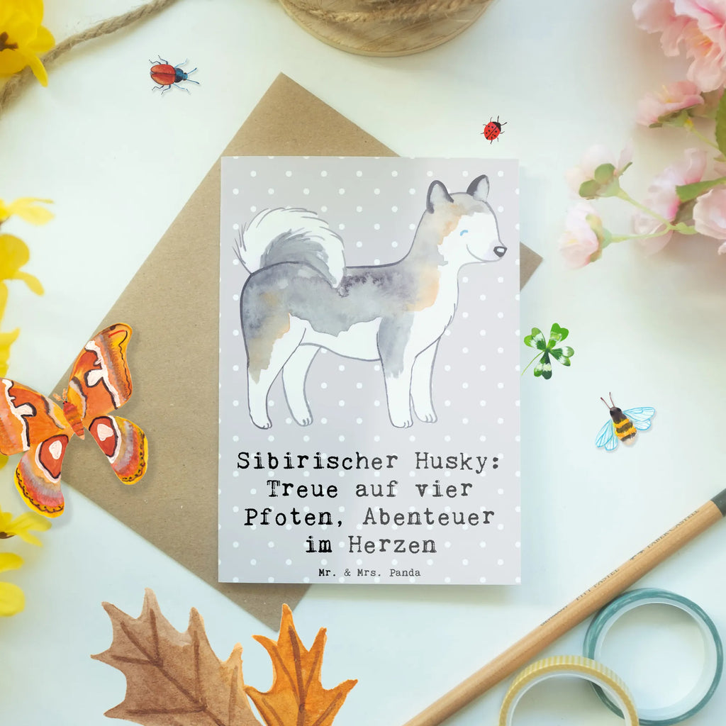 Grußkarte Sibirischer Husky Grußkarte, Klappkarte, Einladungskarte, Glückwunschkarte, Hochzeitskarte, Geburtstagskarte, Karte, Ansichtskarten, Hund, Hunderasse, Rassehund, Hundebesitzer, Geschenk, Tierfreund, Schenken, Welpe