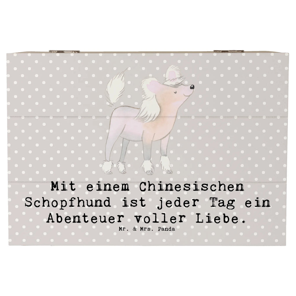 Holzkiste Chinesischer Schopfhund Abenteuer Holzkiste, Kiste, Schatzkiste, Truhe, Schatulle, XXL, Erinnerungsbox, Erinnerungskiste, Dekokiste, Aufbewahrungsbox, Geschenkbox, Geschenkdose, Hund, Hunderasse, Rassehund, Hundebesitzer, Geschenk, Tierfreund, Schenken, Welpe