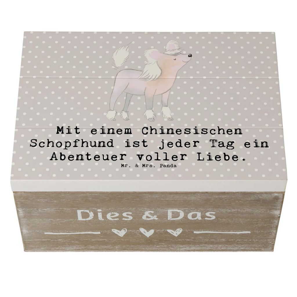 Holzkiste Chinesischer Schopfhund Abenteuer Holzkiste, Kiste, Schatzkiste, Truhe, Schatulle, XXL, Erinnerungsbox, Erinnerungskiste, Dekokiste, Aufbewahrungsbox, Geschenkbox, Geschenkdose, Hund, Hunderasse, Rassehund, Hundebesitzer, Geschenk, Tierfreund, Schenken, Welpe