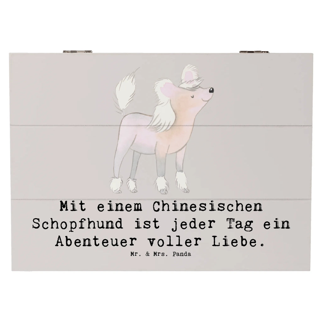 Holzkiste Chinesischer Schopfhund Abenteuer Holzkiste, Kiste, Schatzkiste, Truhe, Schatulle, XXL, Erinnerungsbox, Erinnerungskiste, Dekokiste, Aufbewahrungsbox, Geschenkbox, Geschenkdose, Hund, Hunderasse, Rassehund, Hundebesitzer, Geschenk, Tierfreund, Schenken, Welpe