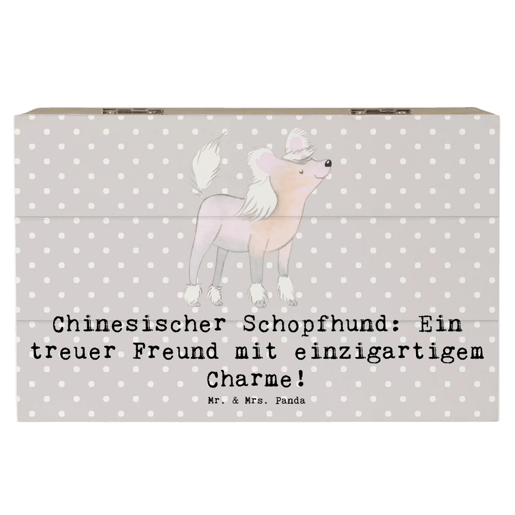 Holzkiste Chinesischer Schopfhund Charme Holzkiste, Kiste, Schatzkiste, Truhe, Schatulle, XXL, Erinnerungsbox, Erinnerungskiste, Dekokiste, Aufbewahrungsbox, Geschenkbox, Geschenkdose, Hund, Hunderasse, Rassehund, Hundebesitzer, Geschenk, Tierfreund, Schenken, Welpe