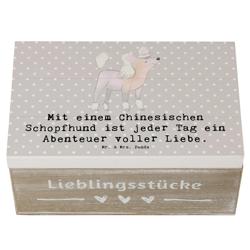 Holzkiste Chinesischer Schopfhund Abenteuer Holzkiste, Kiste, Schatzkiste, Truhe, Schatulle, XXL, Erinnerungsbox, Erinnerungskiste, Dekokiste, Aufbewahrungsbox, Geschenkbox, Geschenkdose, Hund, Hunderasse, Rassehund, Hundebesitzer, Geschenk, Tierfreund, Schenken, Welpe