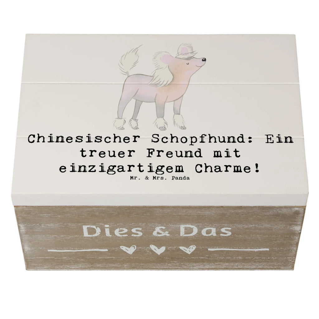 Holzkiste Chinesischer Schopfhund Charme Holzkiste, Kiste, Schatzkiste, Truhe, Schatulle, XXL, Erinnerungsbox, Erinnerungskiste, Dekokiste, Aufbewahrungsbox, Geschenkbox, Geschenkdose, Hund, Hunderasse, Rassehund, Hundebesitzer, Geschenk, Tierfreund, Schenken, Welpe