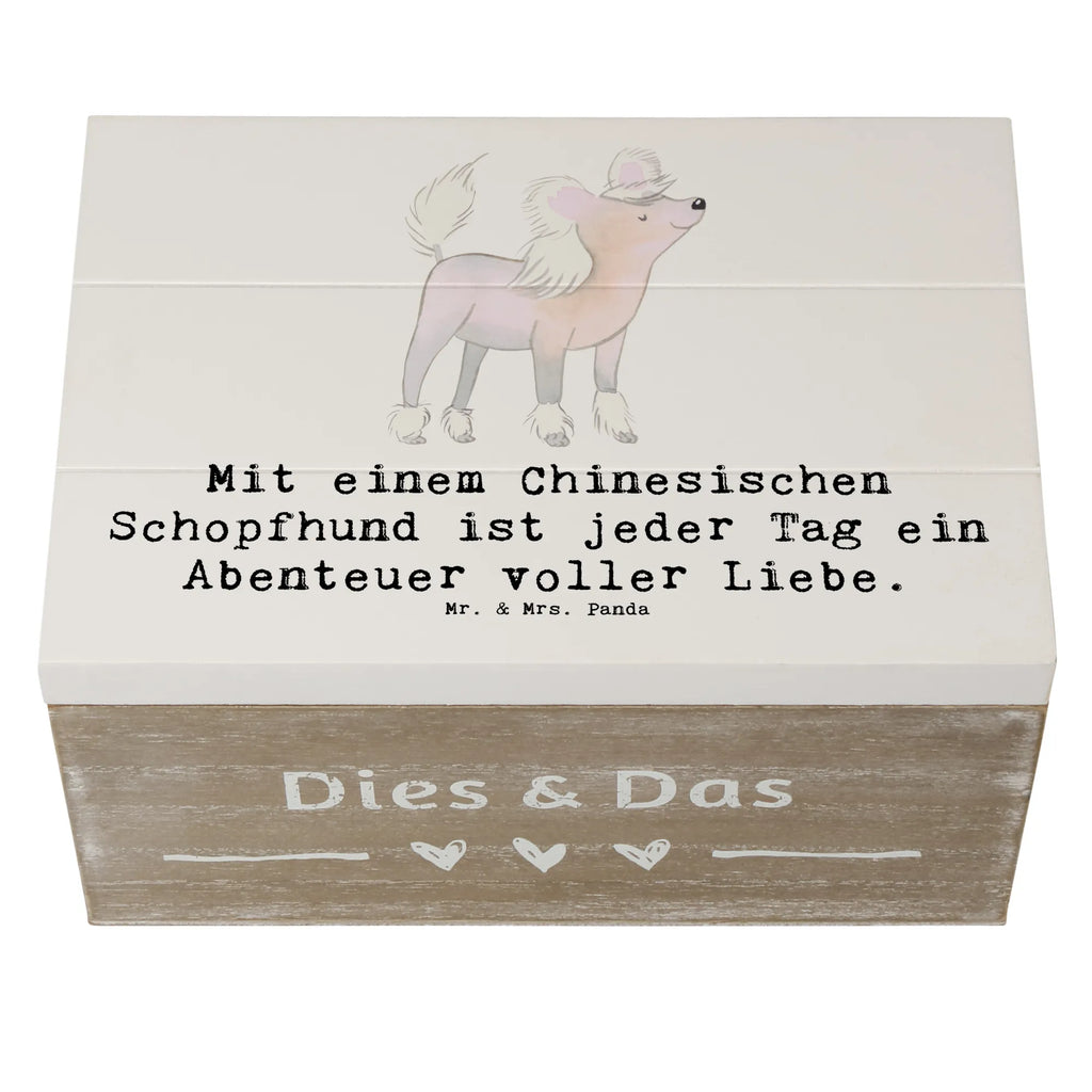 Holzkiste Chinesischer Schopfhund Abenteuer Holzkiste, Kiste, Schatzkiste, Truhe, Schatulle, XXL, Erinnerungsbox, Erinnerungskiste, Dekokiste, Aufbewahrungsbox, Geschenkbox, Geschenkdose, Hund, Hunderasse, Rassehund, Hundebesitzer, Geschenk, Tierfreund, Schenken, Welpe