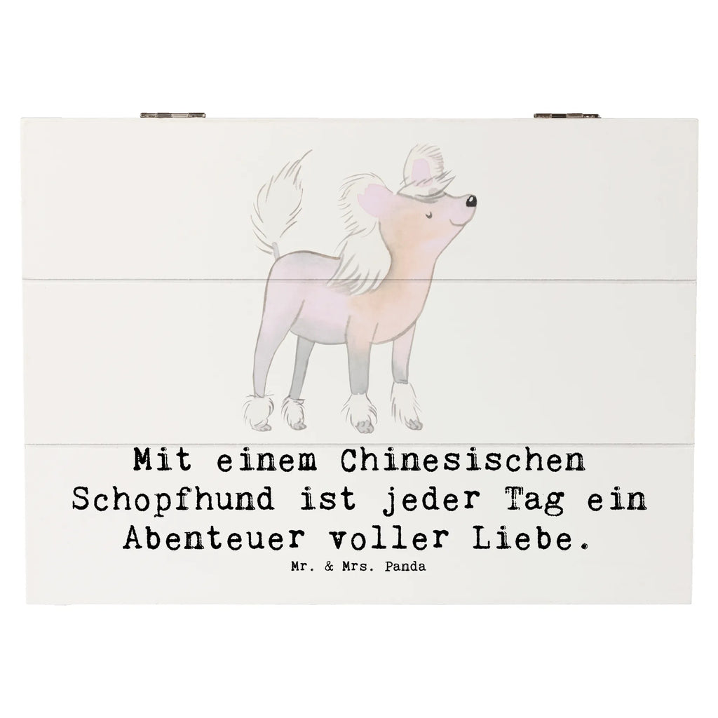 Holzkiste Chinesischer Schopfhund Abenteuer Holzkiste, Kiste, Schatzkiste, Truhe, Schatulle, XXL, Erinnerungsbox, Erinnerungskiste, Dekokiste, Aufbewahrungsbox, Geschenkbox, Geschenkdose, Hund, Hunderasse, Rassehund, Hundebesitzer, Geschenk, Tierfreund, Schenken, Welpe