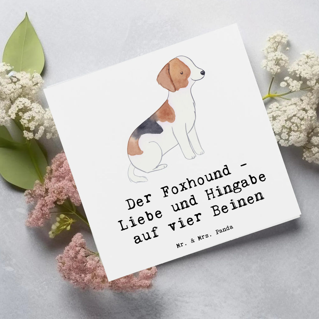 Deluxe Karte Liebevoller Foxhound Karte, Grußkarte, Klappkarte, Einladungskarte, Glückwunschkarte, Hochzeitskarte, Geburtstagskarte, Hochwertige Grußkarte, Hochwertige Klappkarte, Hund, Hunderasse, Rassehund, Hundebesitzer, Geschenk, Tierfreund, Schenken, Welpe