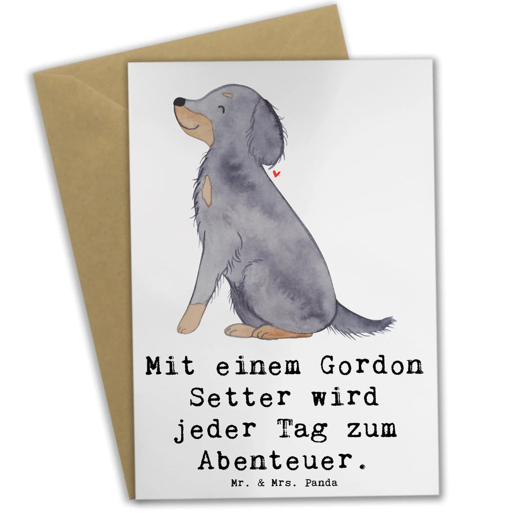 Grußkarte Gordon Setter Abenteuer Grußkarte, Klappkarte, Einladungskarte, Glückwunschkarte, Hochzeitskarte, Geburtstagskarte, Karte, Ansichtskarten, Hund, Hunderasse, Rassehund, Hundebesitzer, Geschenk, Tierfreund, Schenken, Welpe