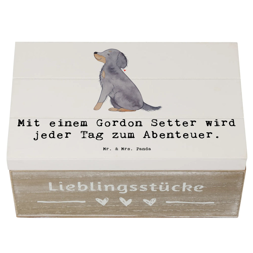 Holzkiste Gordon Setter Abenteuer Holzkiste, Kiste, Schatzkiste, Truhe, Schatulle, XXL, Erinnerungsbox, Erinnerungskiste, Dekokiste, Aufbewahrungsbox, Geschenkbox, Geschenkdose, Hund, Hunderasse, Rassehund, Hundebesitzer, Geschenk, Tierfreund, Schenken, Welpe