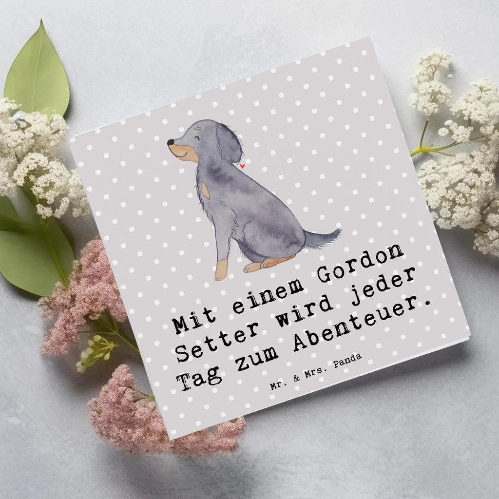 Deluxe Karte Gordon Setter Abenteuer Karte, Grußkarte, Klappkarte, Einladungskarte, Glückwunschkarte, Hochzeitskarte, Geburtstagskarte, Hochwertige Grußkarte, Hochwertige Klappkarte, Hund, Hunderasse, Rassehund, Hundebesitzer, Geschenk, Tierfreund, Schenken, Welpe