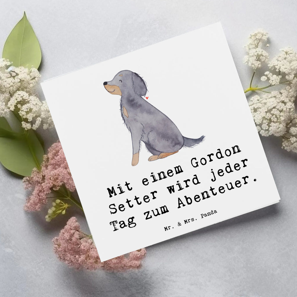 Deluxe Karte Gordon Setter Abenteuer Karte, Grußkarte, Klappkarte, Einladungskarte, Glückwunschkarte, Hochzeitskarte, Geburtstagskarte, Hochwertige Grußkarte, Hochwertige Klappkarte, Hund, Hunderasse, Rassehund, Hundebesitzer, Geschenk, Tierfreund, Schenken, Welpe