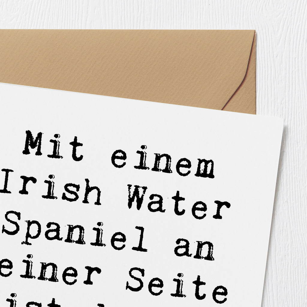 Deluxe Karte Spruch Irish Water Spaniel Begleiter Karte, Grußkarte, Klappkarte, Einladungskarte, Glückwunschkarte, Hochzeitskarte, Geburtstagskarte, Hochwertige Grußkarte, Hochwertige Klappkarte, Hund, Hunderasse, Rassehund, Hundebesitzer, Geschenk, Tierfreund, Schenken, Welpe