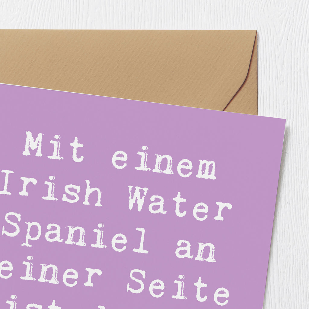 Deluxe Karte Spruch Irish Water Spaniel Begleiter Karte, Grußkarte, Klappkarte, Einladungskarte, Glückwunschkarte, Hochzeitskarte, Geburtstagskarte, Hochwertige Grußkarte, Hochwertige Klappkarte, Hund, Hunderasse, Rassehund, Hundebesitzer, Geschenk, Tierfreund, Schenken, Welpe